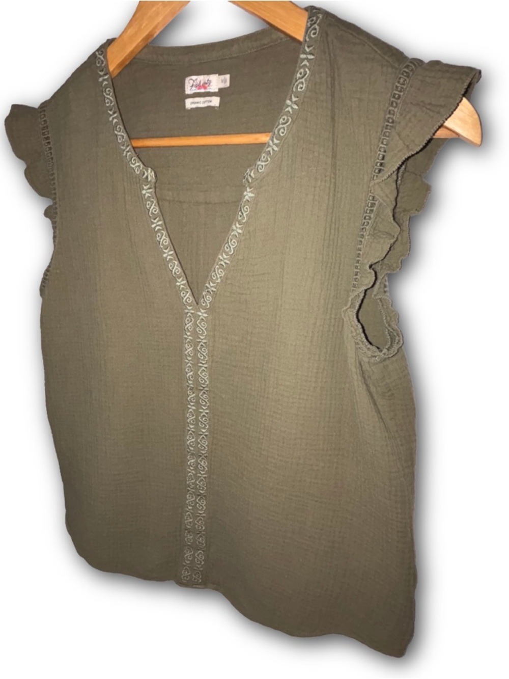 Faherty Brand Dream Cotton Gauze Lucia Top in Olive